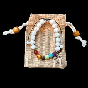 Handmade 7 Chakra Healing Bracelet with Volcanic Lava, Mala Bracelet